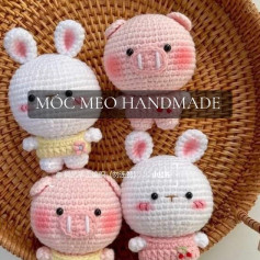 Hướng dẫn móc thú bông heo và thỏ bằng len dễ thương