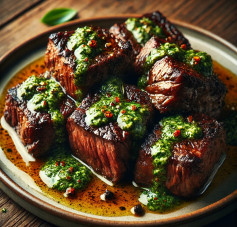 Juicy Chimichurri Butter Steak Bites