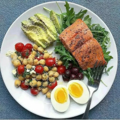Keto Salmon Delight with Avocado and Chickpea Salad