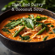 🥥 Keto Thai Red Curry Coconut Chicken Soup (4g Net Carbs)
