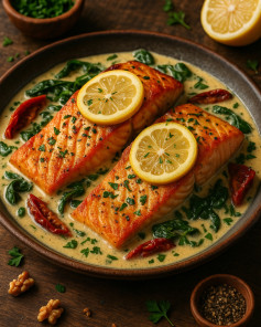 Lemon Garlic Creamy Tuscan Salmon Delight