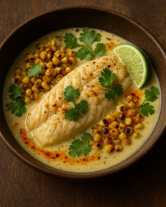 Lemongrass Coconut Corvina with Spicy Lime Drizzle