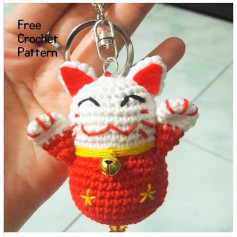 Lucky Cat Amigurumi Keychain Free Crochet Pattern