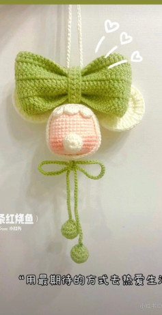 Mẫu móc len nơ xanh pastel dễ thương cho mọi không gian