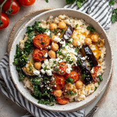 Mediterranean Baked Orzo with Veggie Delight