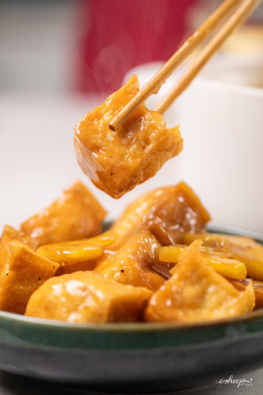 MẸO HAY LÀM MÓN CHAY LÀNH: ĐẬU PHỤ RIM DỨA CỰC NGON!