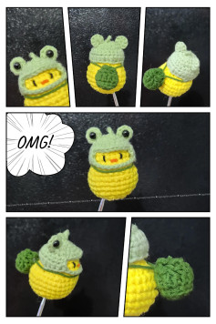 Móc len chú gà vàng đội nón ếch dễ thương