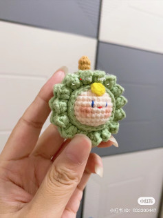 Móc len hình trái sầu riêng dễ thương cho móc khóa