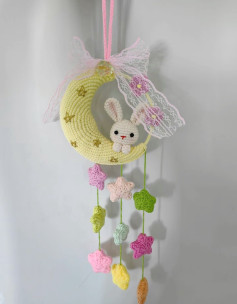 Móc len mặt trăng và thỏ dễ thương trang trí phòng