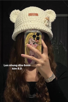 Mũ len tai gấu dễ thương cho mùa đông ấm áp