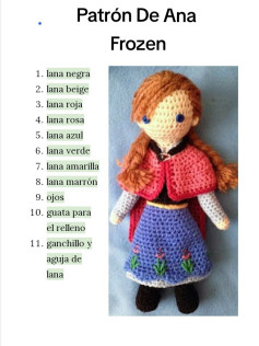Patrón de muñeca de ganchillo inspirado en Ana de Frozen