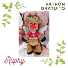 Patrón de muñeco de reno navideño en crochet gratis