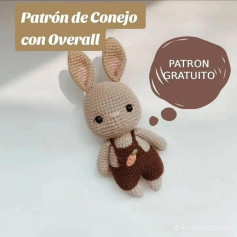 Patrón gratis de conejo con peto para crochet amigurumi