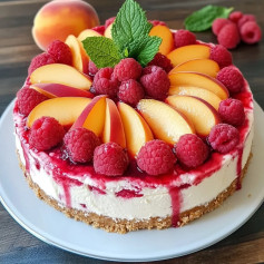 Peach Raspberry Delight Cheesecake