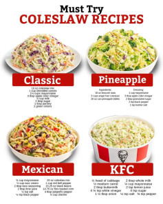 Refreshing Coleslaw Quartet: Classic, Pineapple, Mexican, KFC
