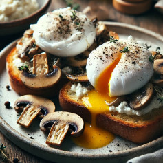 Rustic Poached Eggs with Whipped Ricotta & Wild Mushrooms