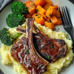 Savory Grilled Lamb with Creamy Mash and Veggie Medley
