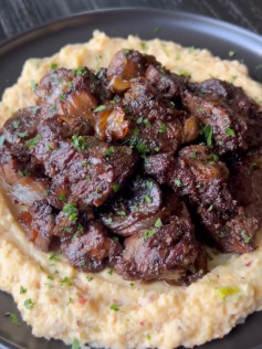 Savory Steak Bites on Creamy Palmini Mash