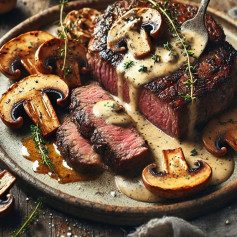 Savory Steak with Creamy Thyme Mushroom Delight