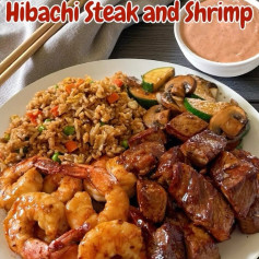 Sizzling Hibachi Steak and Shrimp Delight with Yum Yum Sauce