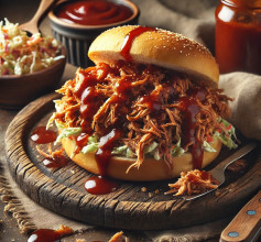 Smoky BBQ Pulled Pork Delight on Toasted Bun
