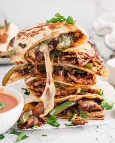 Smoky Chipotle Steak Quesadillas with Honey Vinaigrette