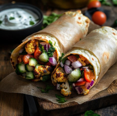 Spicy Roasted Cauliflower Shawarma Wrap Delight