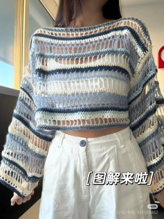 Stylish Crocheted Striped Sweater for a Casual Look