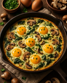 Sunny Skillet Delight with Spinach & Mushrooms
