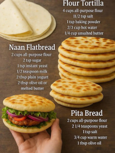 Trio of Soft and Fluffy Handmade Flatbreads