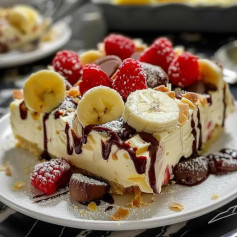 Tropical Bliss No-Bake Banana Split Cheesecake