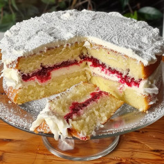 Tropical Coconut Raspberry Delight Cake