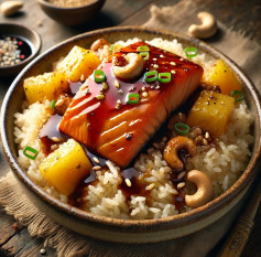 Tropical Glazed Salmon with Coconut Pineapple Rice