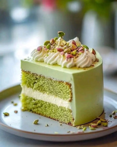 Velvety Pistachio Dream Cake: Nutty Elegance in Every Bite