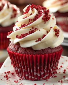 Velvety Red Cupcakes with Creamy Cheese Frosting