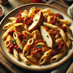 Velvety Roasted Pepper & Sun-Dried Tomato Chicken Pasta