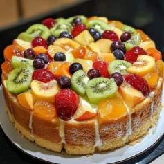 Vibrant Fresh Fruit Sponge Delight