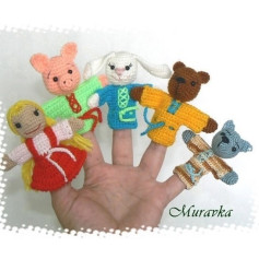 Вязаные куклы-пальчиковые игрушки для детских игр и развлечений
