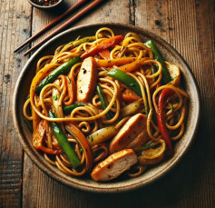 Wok-Seared Chicken Noodles with Crisp Veggies