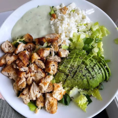 Zesty Avocado Chicken Salad with Feta and Cilantro Dressing
