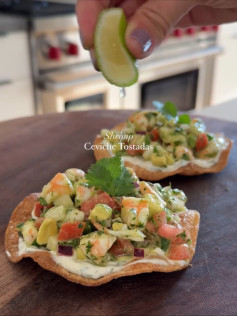 Zesty Shrimp Ceviche Tostadas with Avocado and Lime
