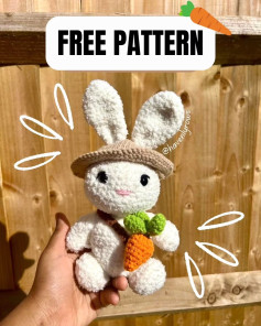Adorable Crochet Bunny with Carrot Amigurumi Free Pattern
