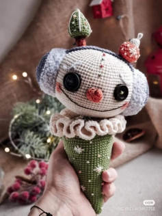 Adorable Crochet Clown Cone with Festive Decorations