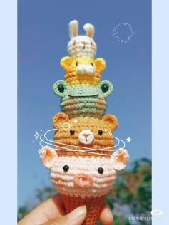 Adorable Stacked Crochet Ice Cream Animals for Fun Crafting
