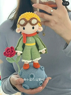 Amigurumi Crochet Pattern: The Little Prince and His Rose
