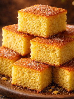 Bizcocho de Maíz Esponjoso y Dorado con Toque de Azúcar Crujiente