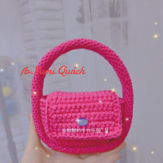 Bright Pink Crochet Handbag with Round Handle