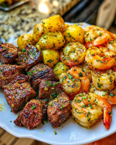 Bữa Tiệc Âu Sang Chảnh: Bò Bít Tết, Tôm Bơ Tỏi, Khoai Tây Vàng