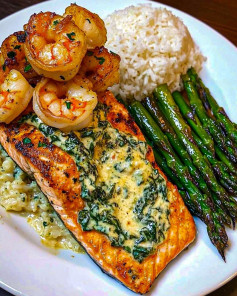 Cá Hồi Nhồi Sốt Kem Tôm Bơ Tỏi Món Âu Béo Ngậy Chuẩn Nhà Hàng