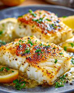 Cá Tuyết Chiên Giòn Sốt Bơ Tỏi Chanh Sang Trọng